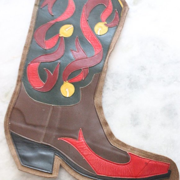 RARE - Leather Stocking - Unique - Cowboy - Cowgirl - Western - Christmas - Boot - Picture 1 of 9
